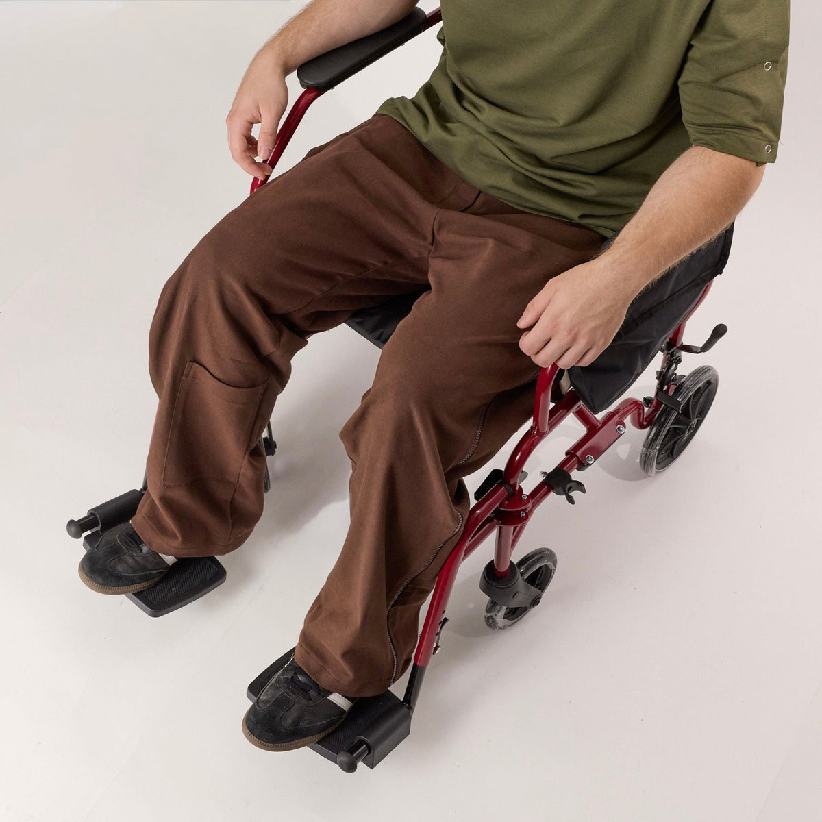 WYNflair Adaptive Pants – Easy Access, Full Side Zippers (Brown)