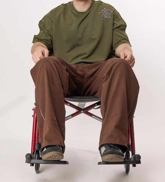 WYNflair Adaptive Pants – Easy Access, Full Side Zippers (Brown)